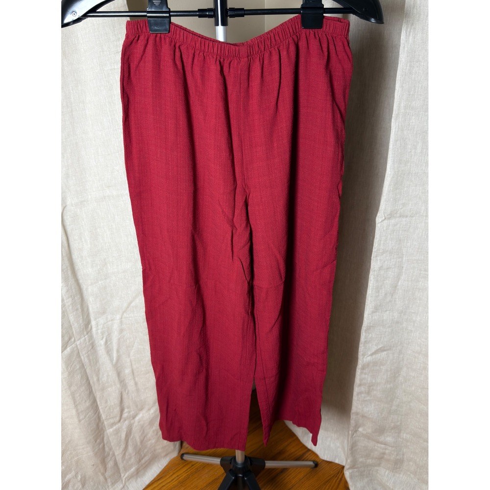 Eileen Fisher XS Red Italian Fabric Pull On Ankle Pants Made USA Vintage - Picture 1 of 6